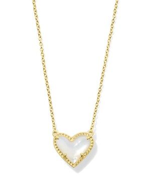 Kendra Scott Ari Heart Gold Pendant Necklace in Ivory Mother-of-Pearl